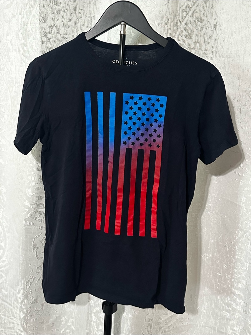 Crewcuts Navy Tee with Blue Flag Graphic, Sz 14